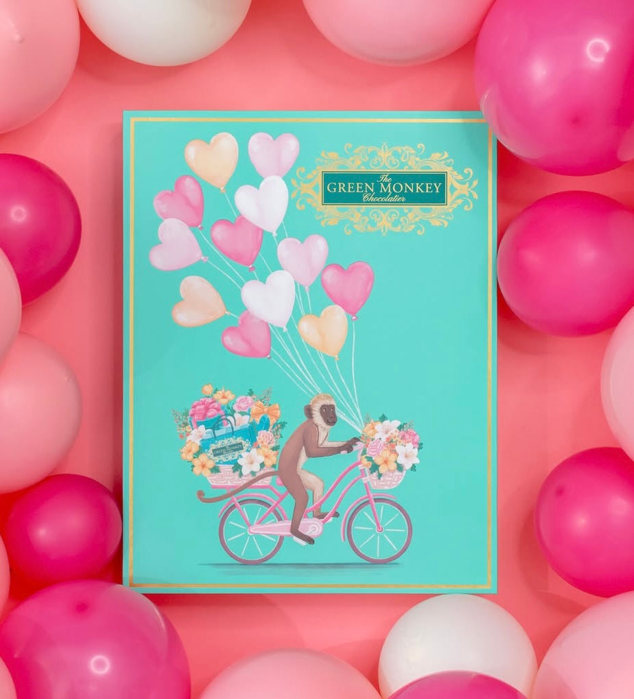 Luxury chocolate gift box illustration with botanical and tropical flower art created as bespoke packaging artwork for premium confectionery brands.