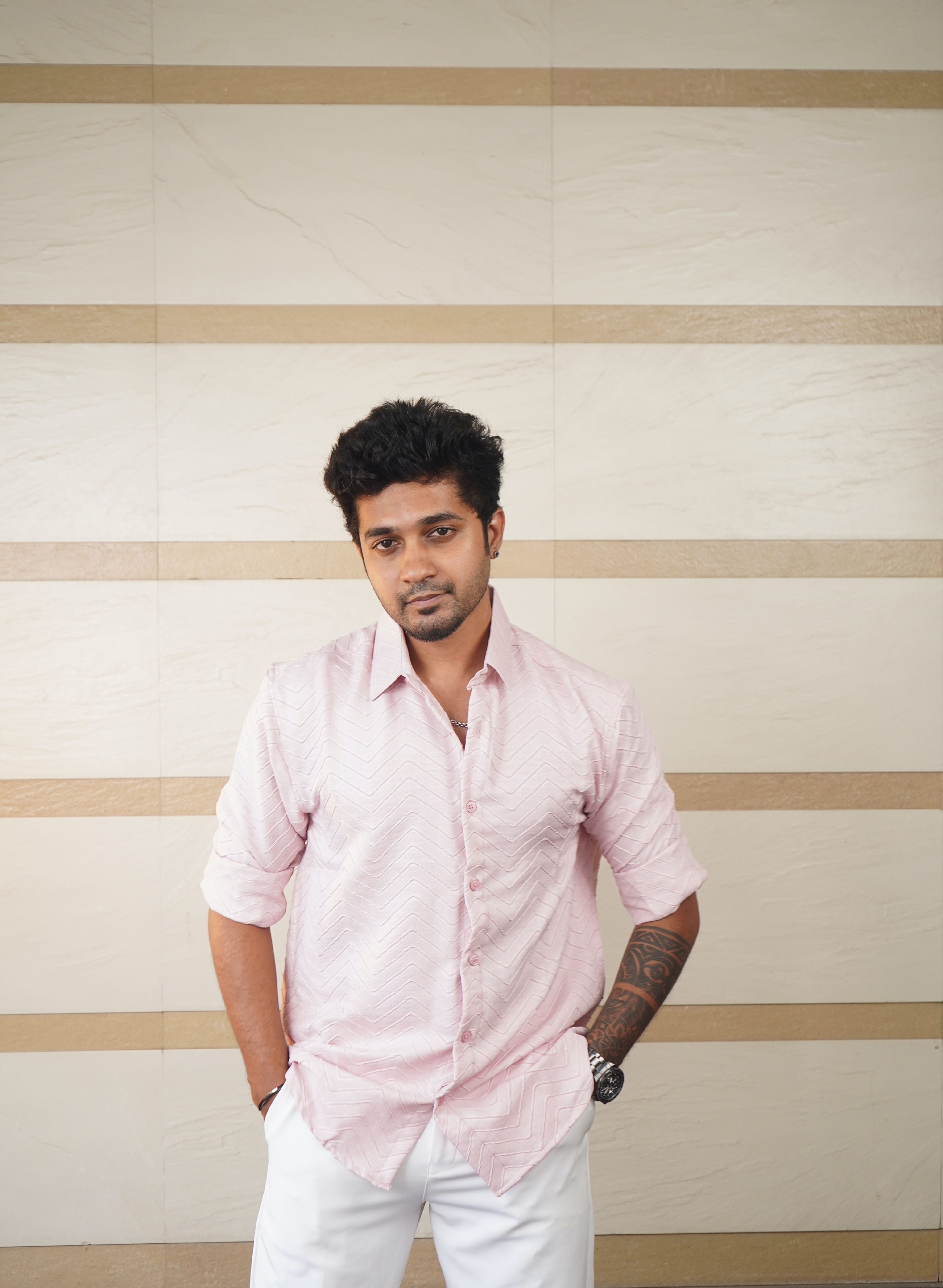 Blush Rose Chevron Designer Shirt