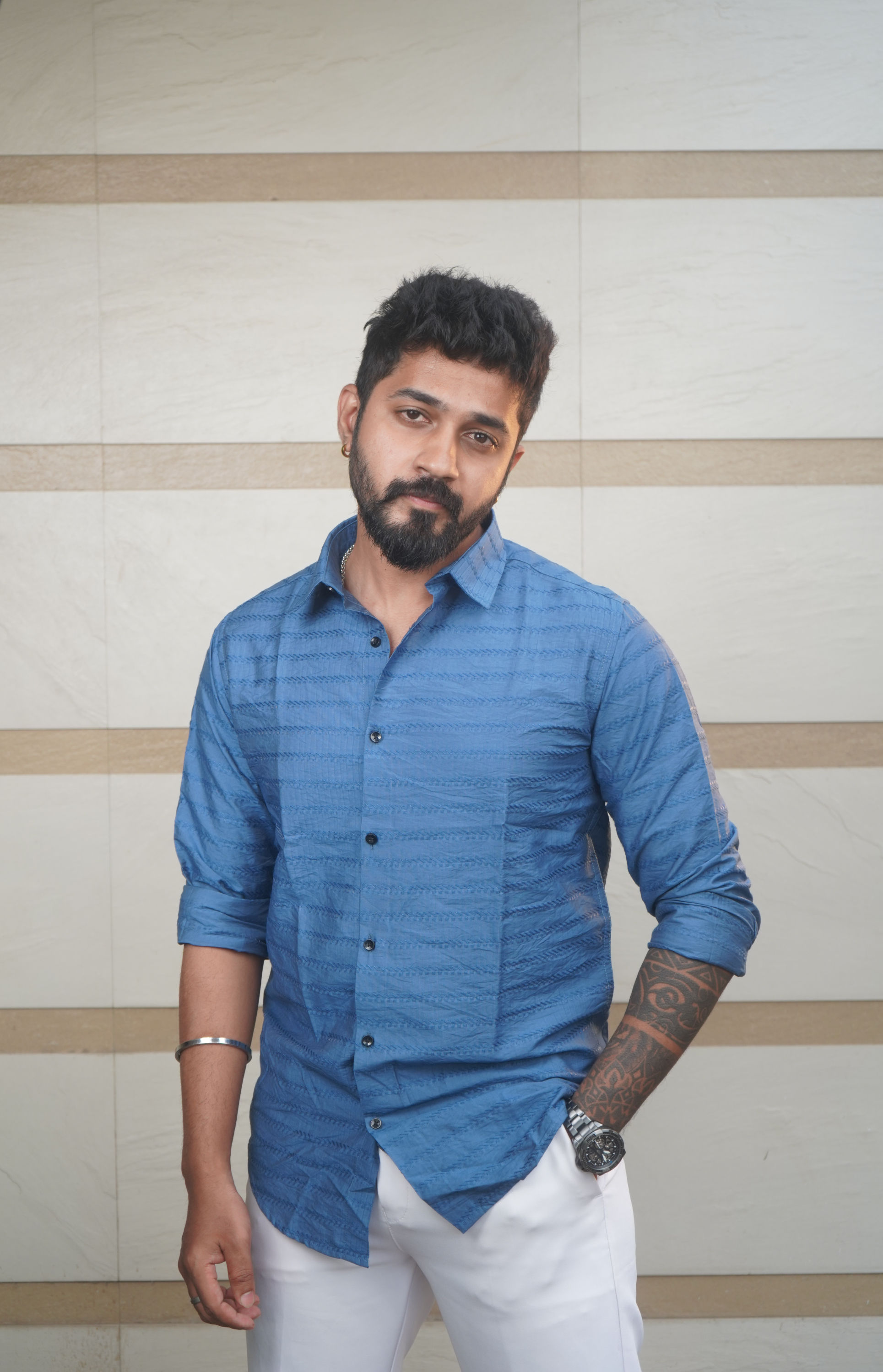 Royal Blue Horizon Weave Shirt