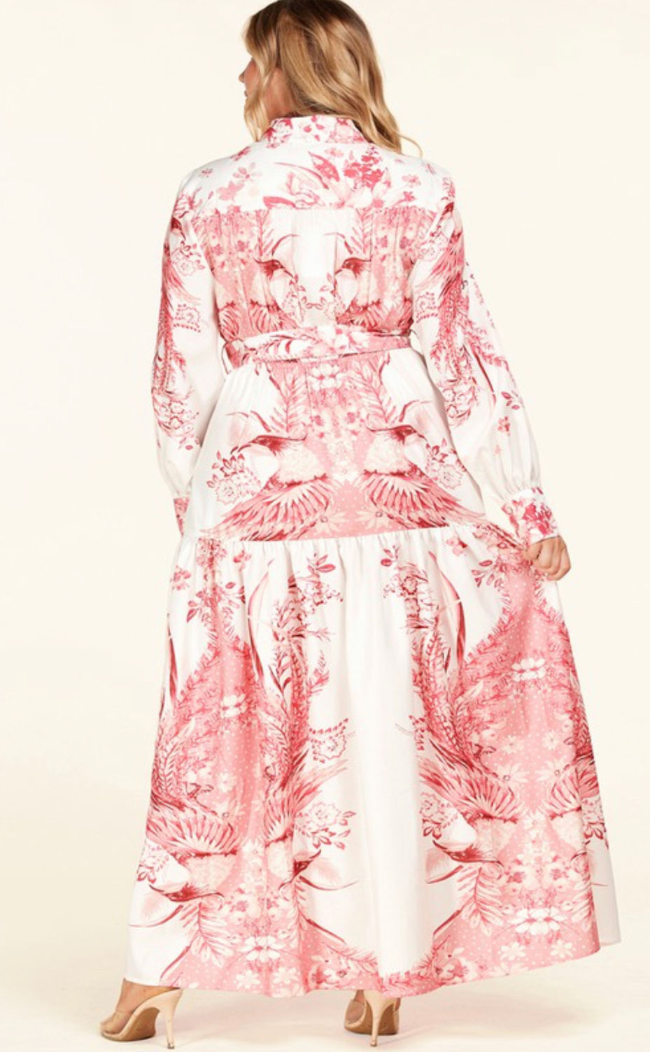 Thumbnail: Bird print maxi plus dress