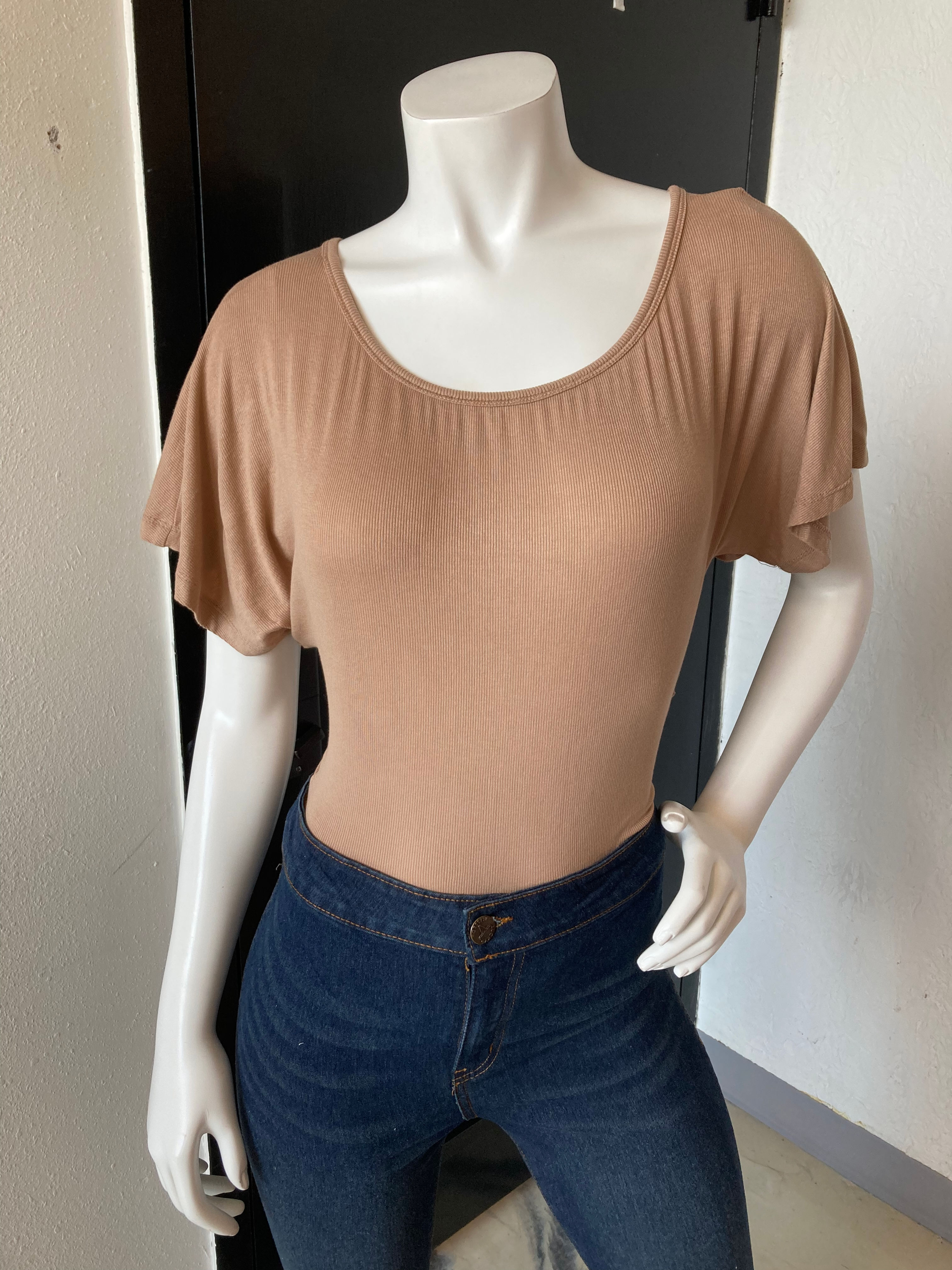 Loose Sleeve Open Back Bodysuit