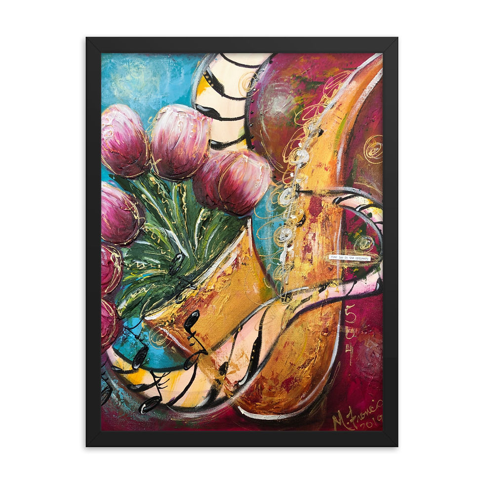 Thumbnail: M "Jazz Sax With Tulips" Framed Print