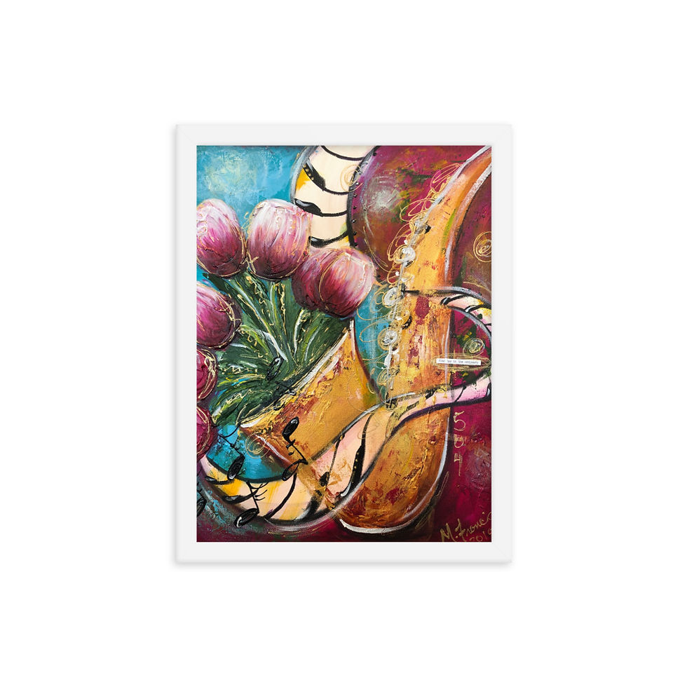 Thumbnail: M "Jazz Sax With Tulips" Framed Print