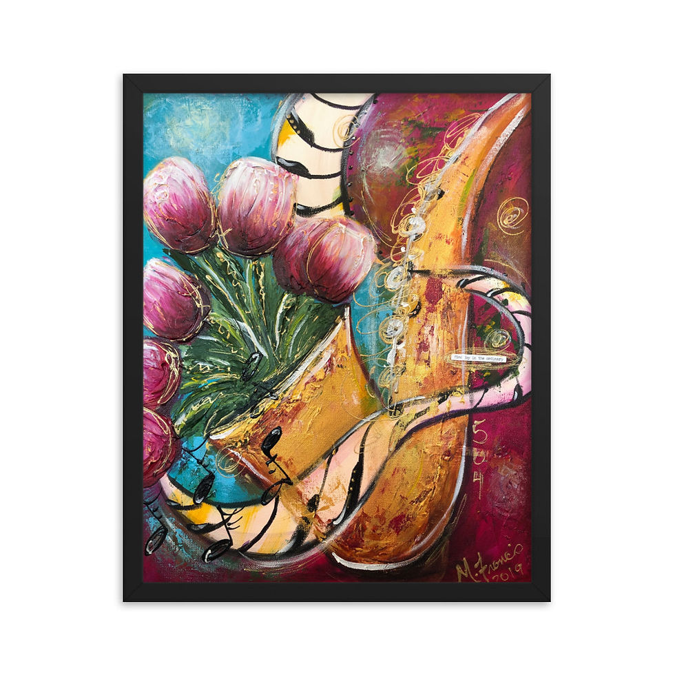 Thumbnail: M "Jazz Sax With Tulips" Framed Print
