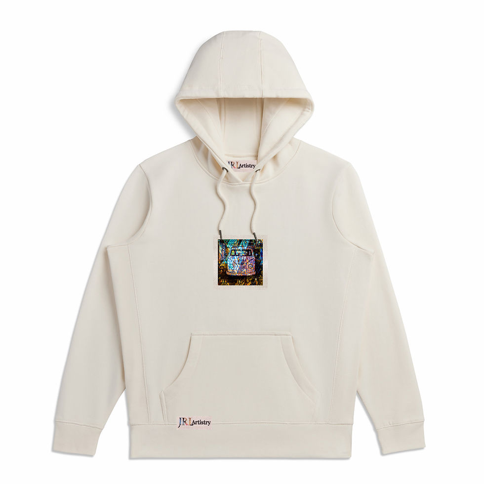 Thumbnail: Natural Cream Abstract Inspired Organic Heavyweight Hoodie