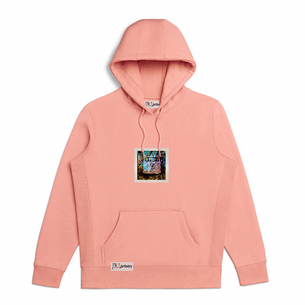 Thumbnail: Salmon Pink Abstract Inspired Organic Heavyweight Hoodie