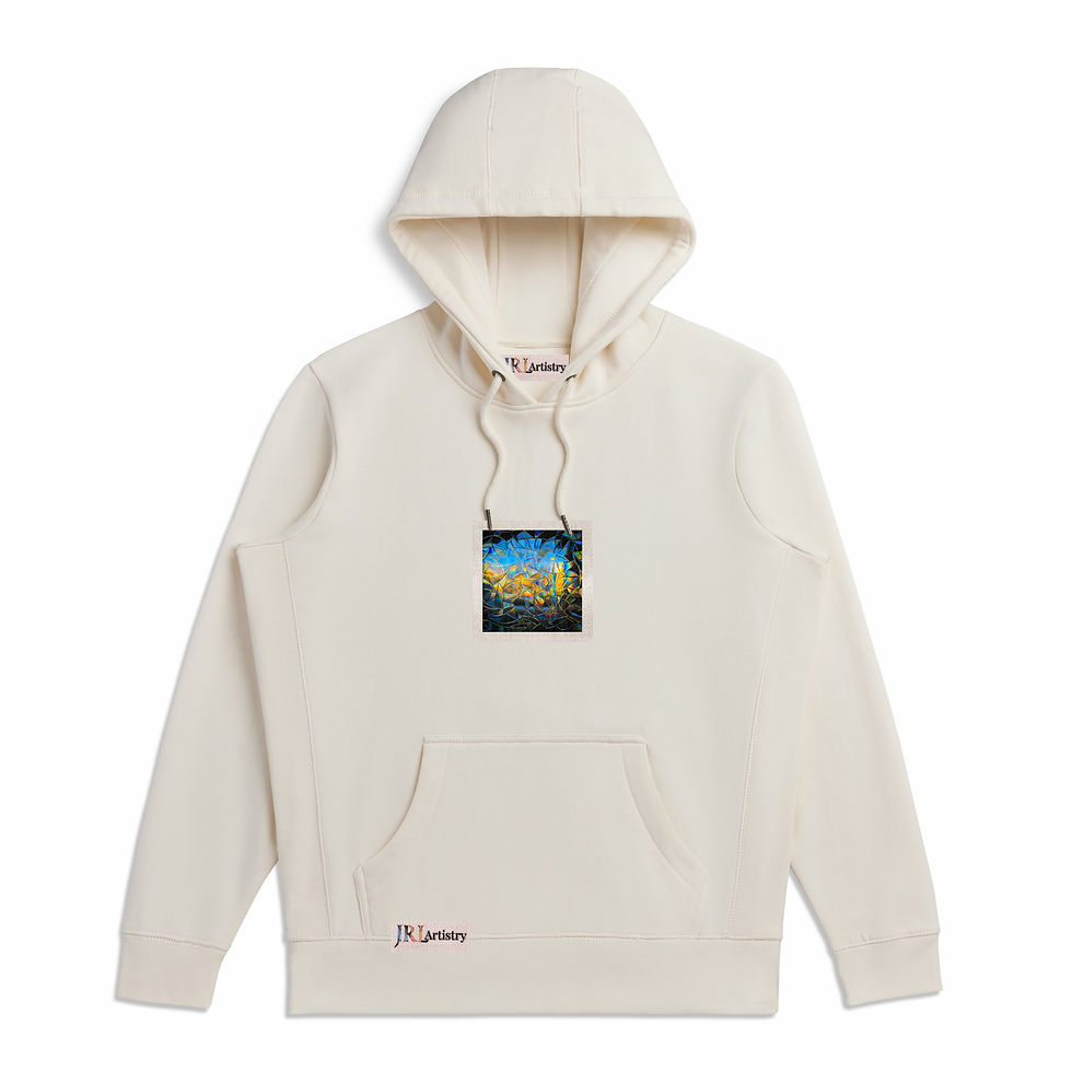 Thumbnail: Natural Cream Abstract Inspired Organic Heavyweight Hoodie