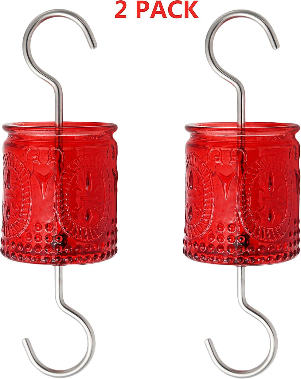 hummingbird feeder ant-moat vintage style glass 2-pack
