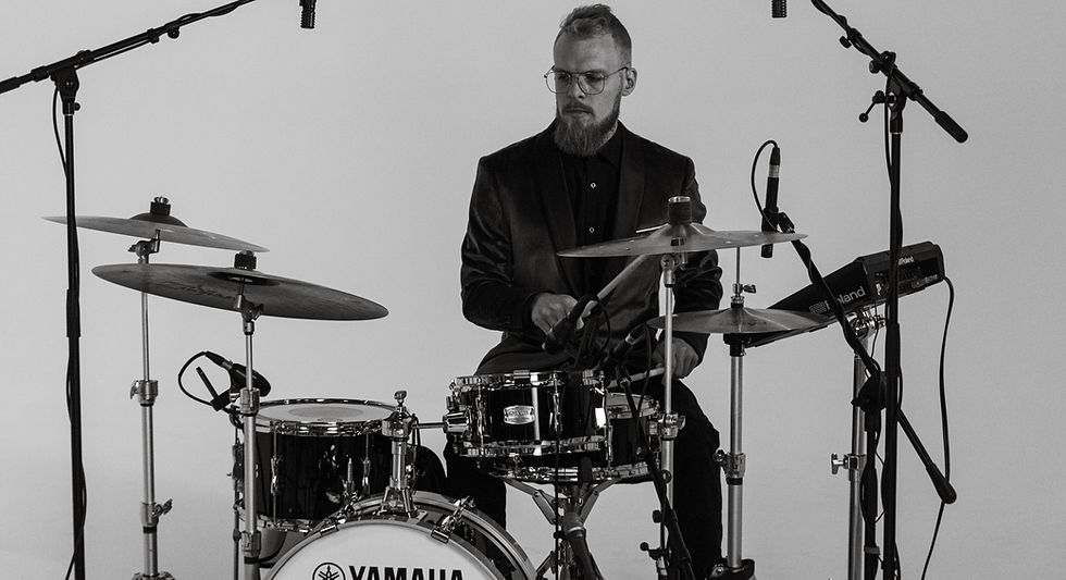 Berklee graduate and drummer Chris Petty playing jazz, rnb and pop with Velvet trio for Salt Lake City weddings.