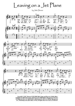 Leaving On A Jet Plane Sheet Music Download