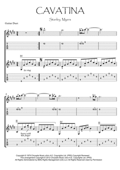 Cavatina guitar duet score