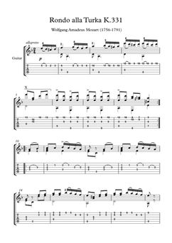 Rondo K331 guitar solo by Mozart