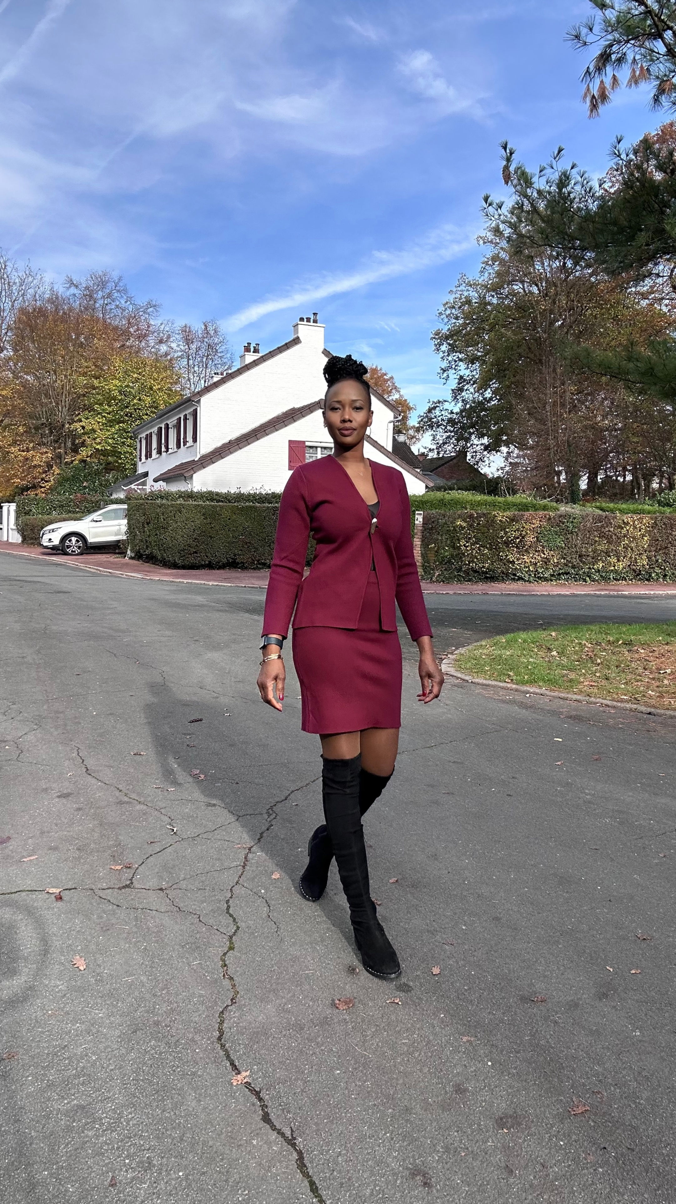 Ensemble gilet et sa jupe en mailles 