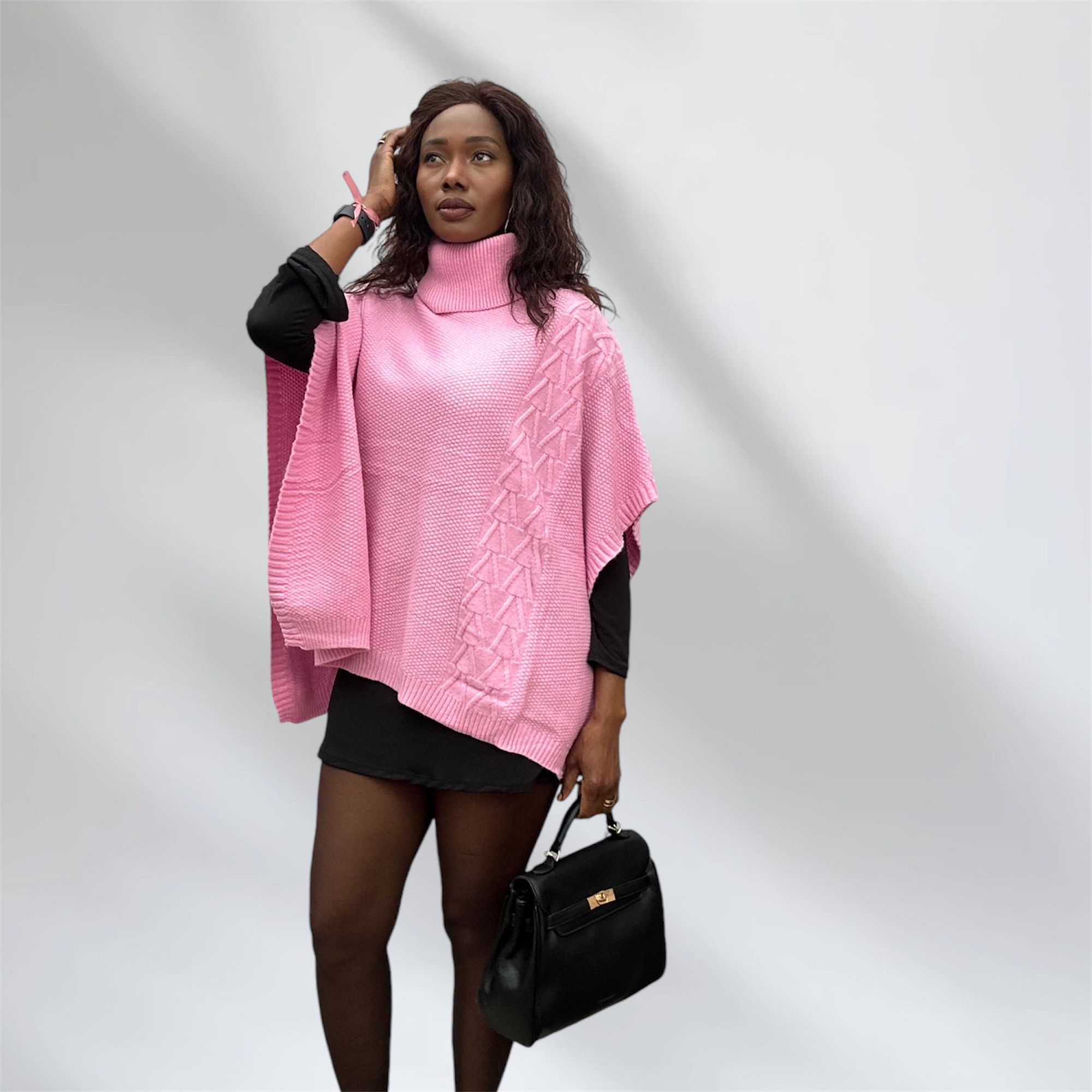 Pull Poncho Oversize à Col Roulé