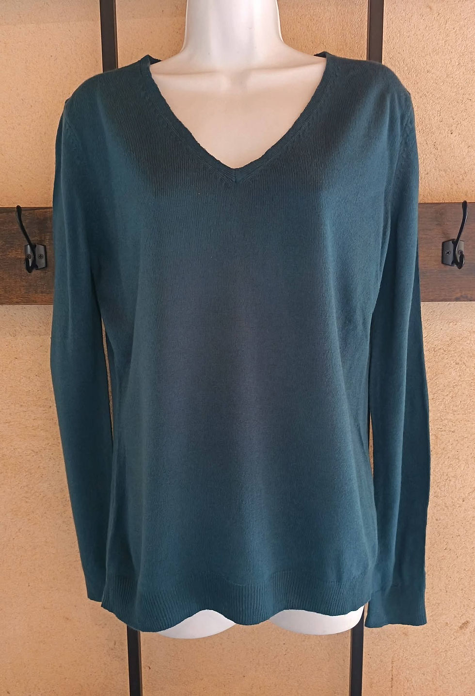 Miniature : Pull col V bleu canard T-L 