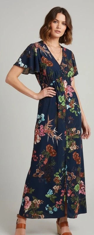 Miniature : Magnifique robe longue fleurie T-S/M