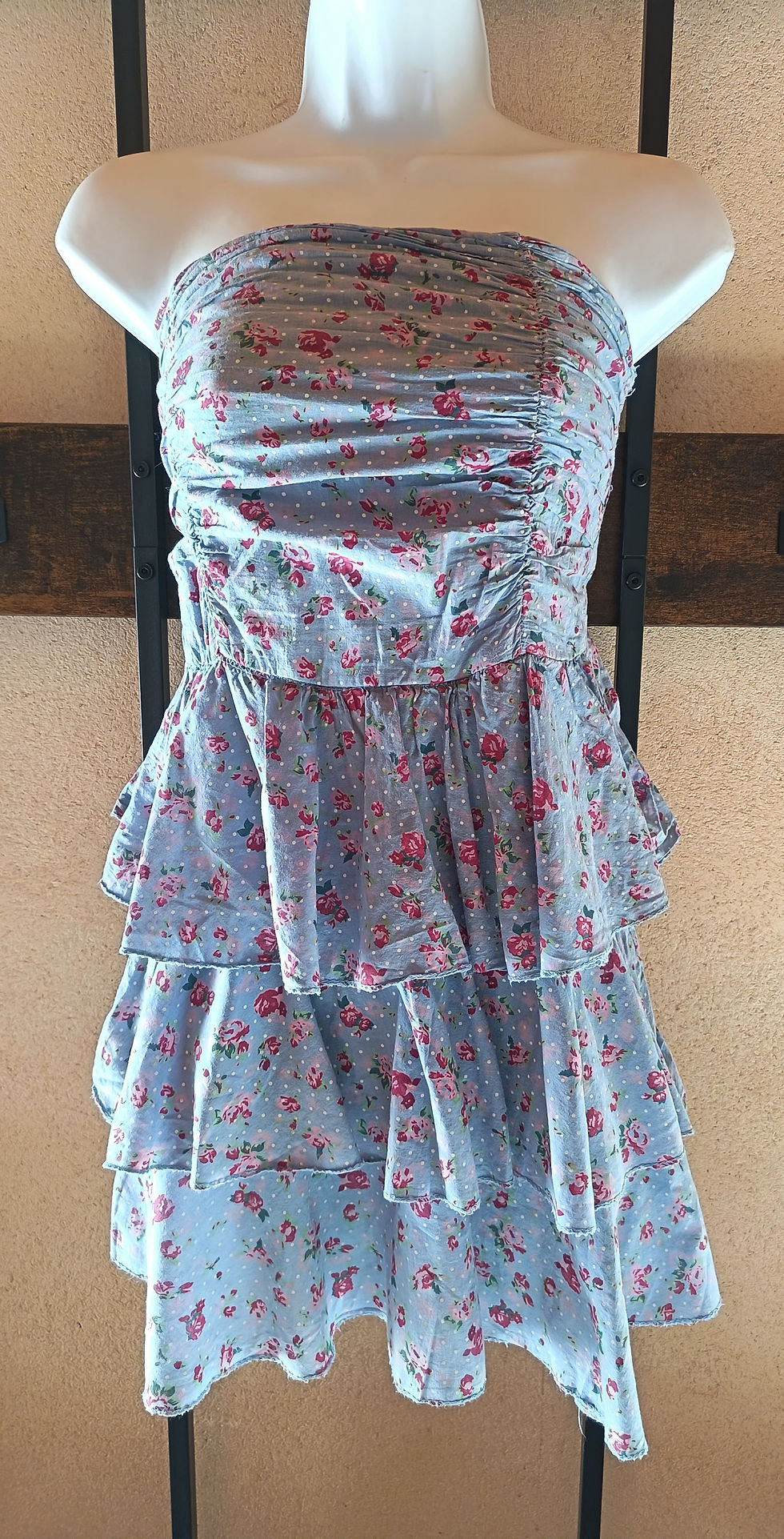 Miniature : Robe bustier fleurie à volants T-S