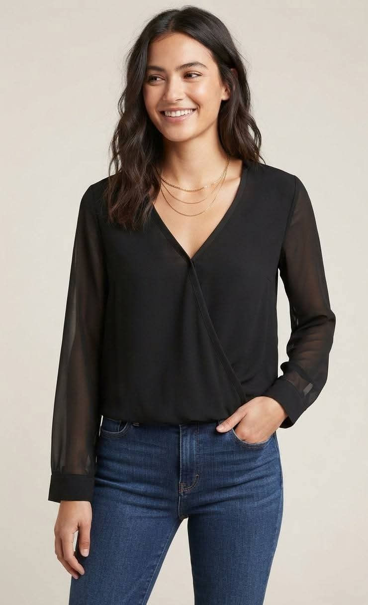 Blouse légère et fluide Noir trensparente T-M
