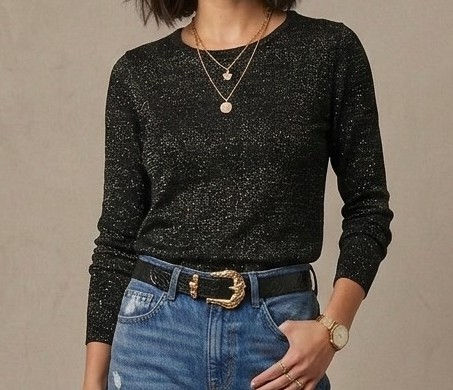 Miniature : Pull Noir scintillant dos dentelle T-Unique 