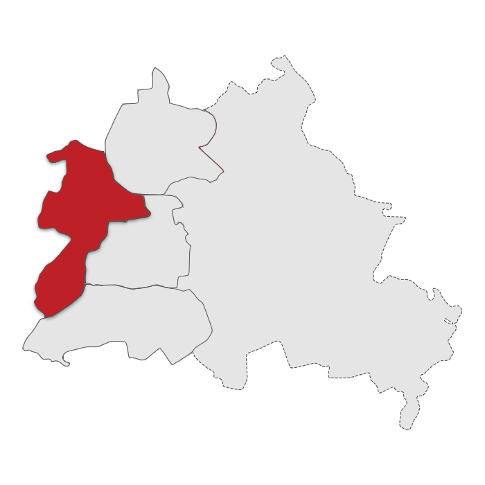 Berlin-Karte mit markiertem Bezirk Spandau – Malerarbeiten für Einzelhandel und Verkaufsflächen