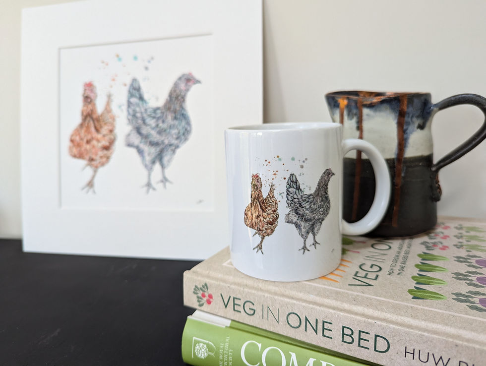 Thumbnail: Pair of Hens Mug - Colourful Chickens