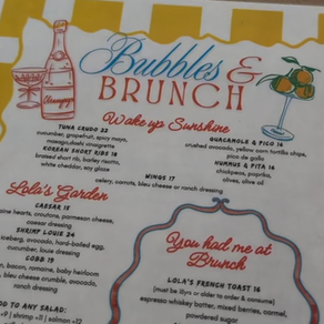 Lola's On The Water Menu for Bubbles & Brunch