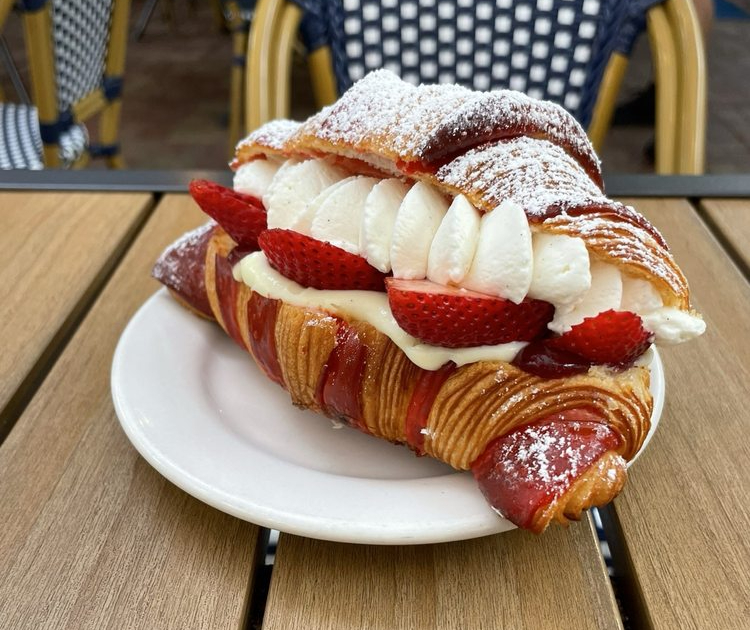 Strawberry and cream-filled croissant from Vincent's Bakery in Lake Worth, FL.