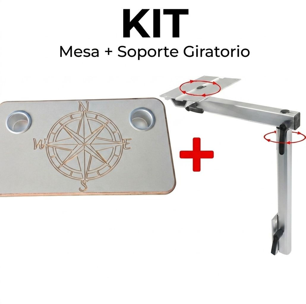 Base de mesa giratoria y plegable para camper con tablero de contrachapado marin
