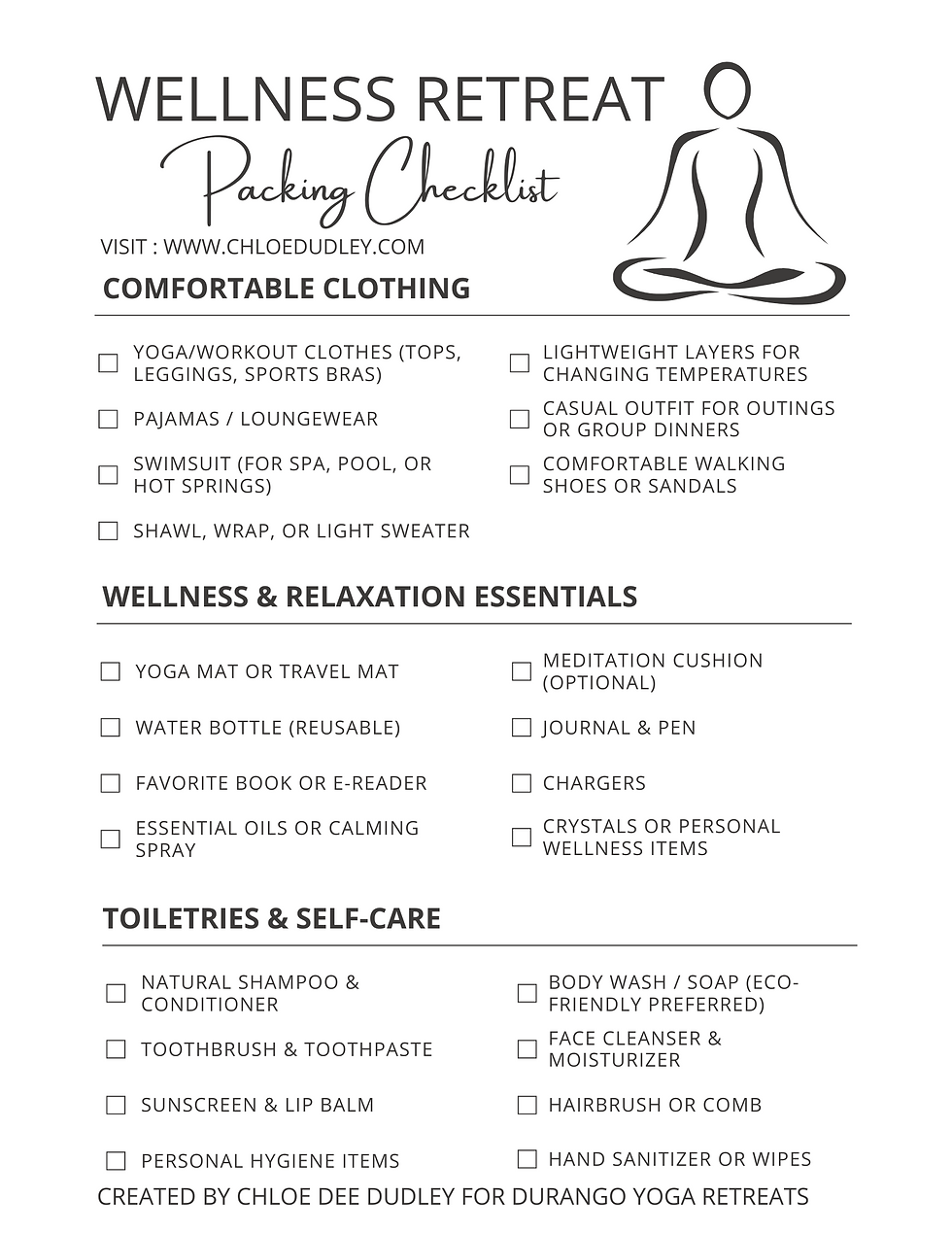 If you would like a PDF of this yoga retreat packing list, share your email below and it will be sent right to your inbox!