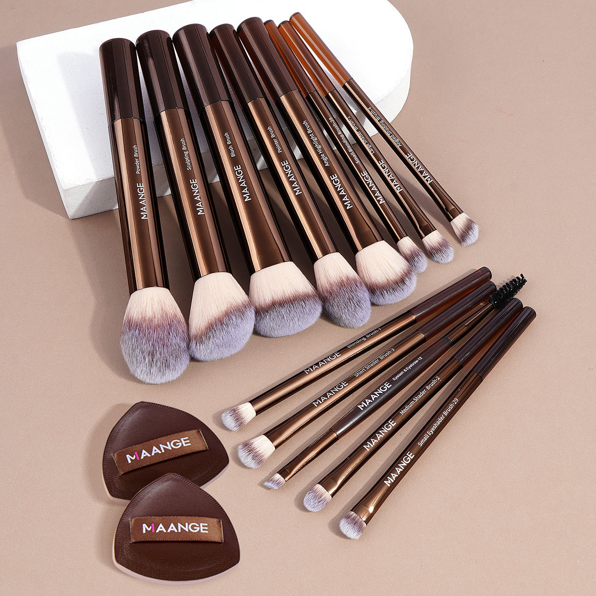 MAANGE 13pcs Premium Synthetic Hairs Makeup Brushes Soft Gentle for Foundation E