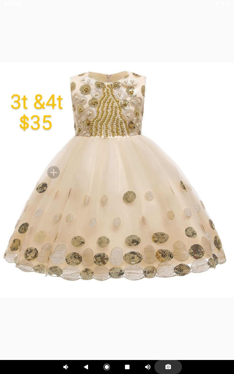 Gold Polka dot and Cream dress