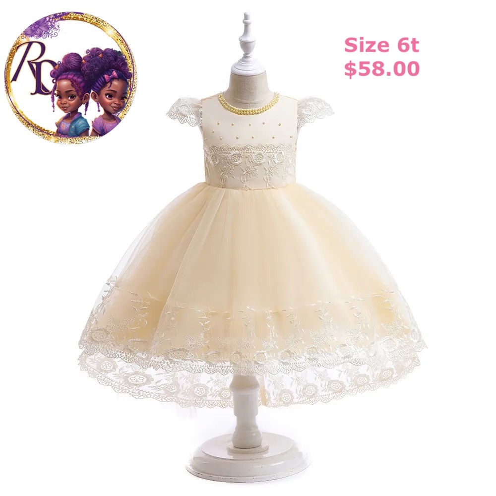 Cream lace n pearl dress