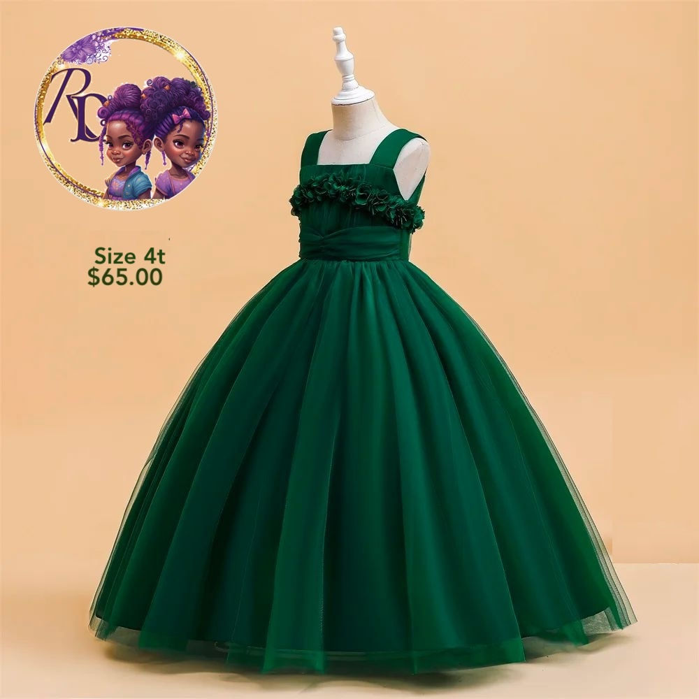 Emerald Green floor length Rouching dress