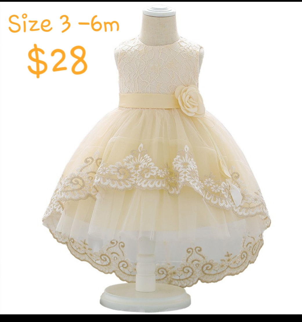 cream/Yellow high low baby dress