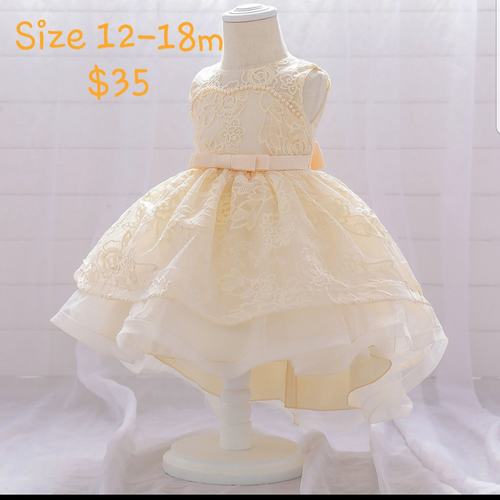 Cream high/low dress