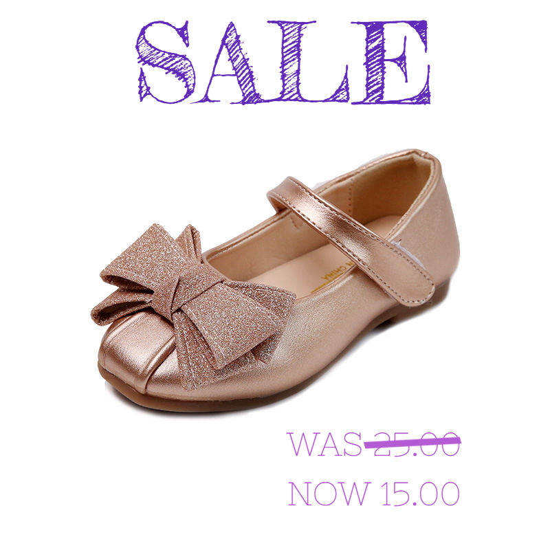 Bronze Gold Glitter Bow Dress Shoe