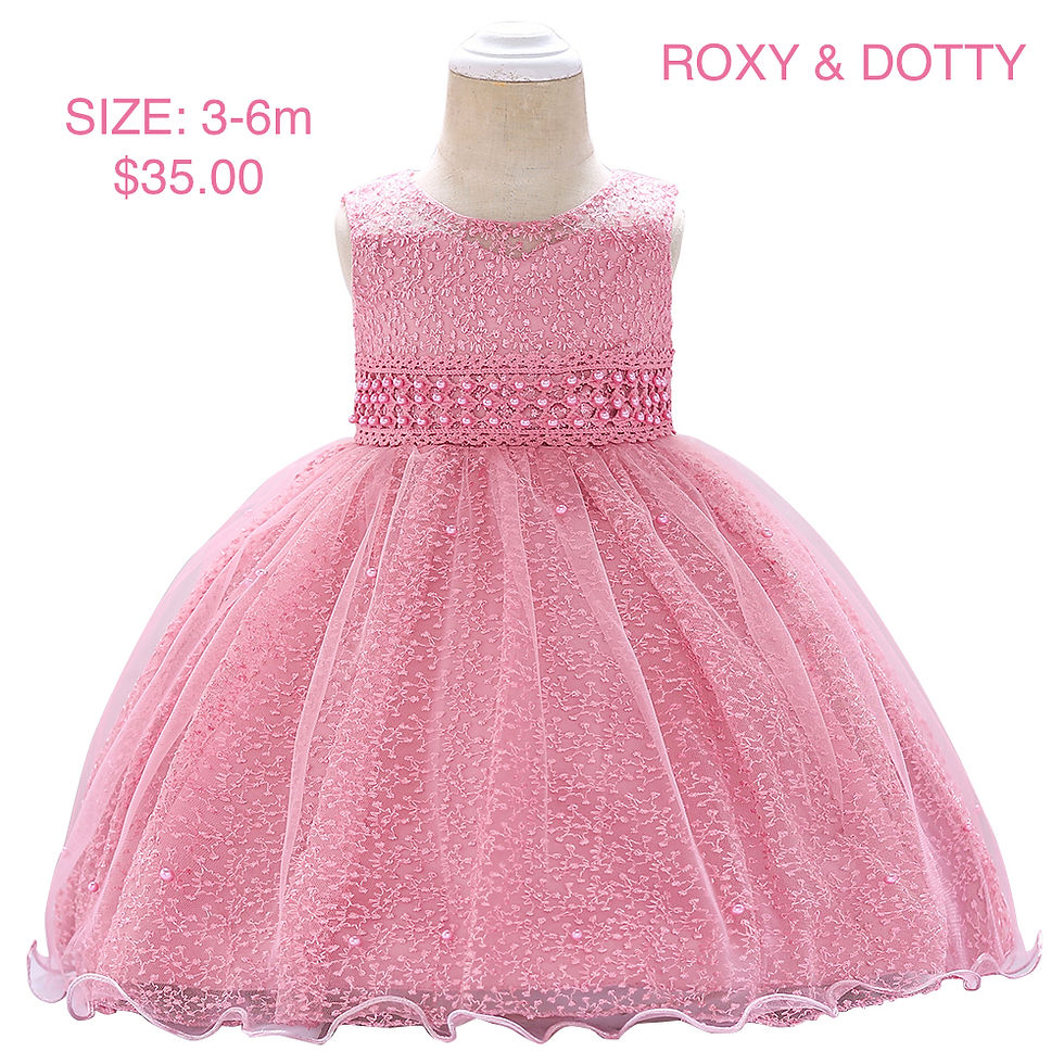 Pink bead belt lace dress