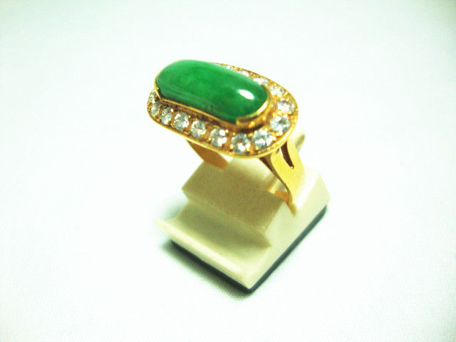Thumbnail: 20K GOLD DIA JADE RING 60P