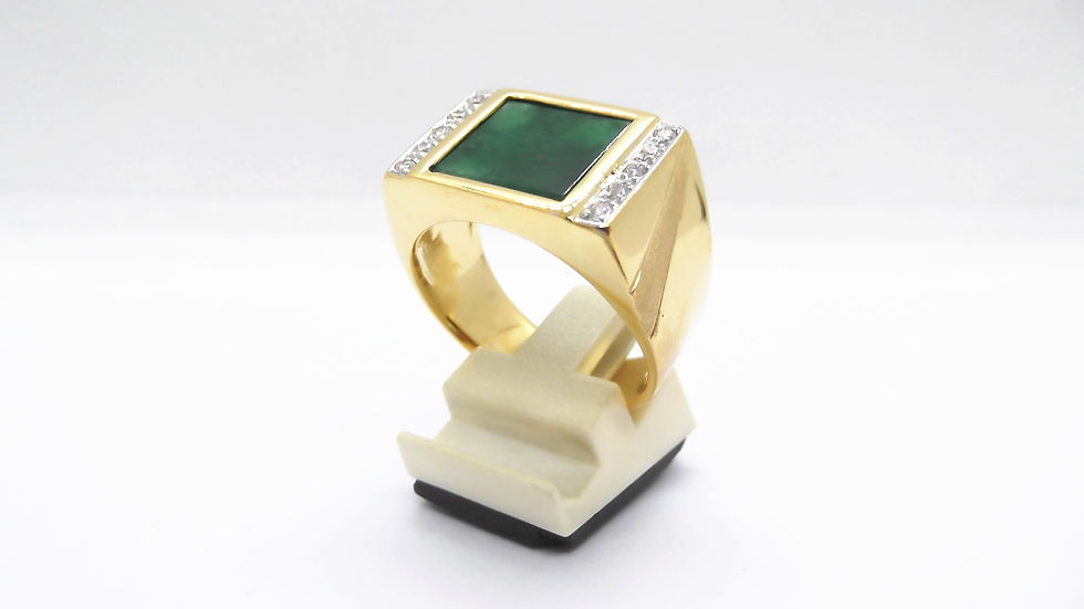 Thumbnail: 20K GOLD DIA JADE RING 10/30P