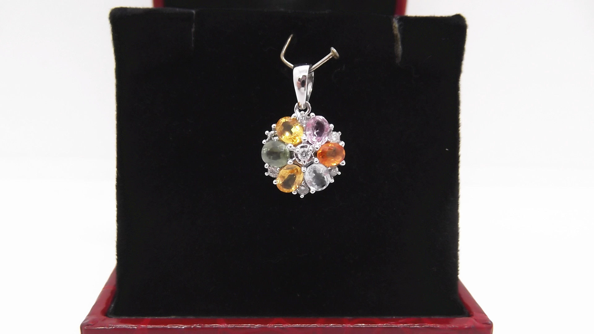 18K WHITE GOLD DIA STONE PENDANT 7/14P