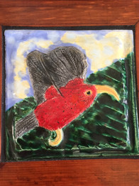 'I'iwi in Flight (Clouds)