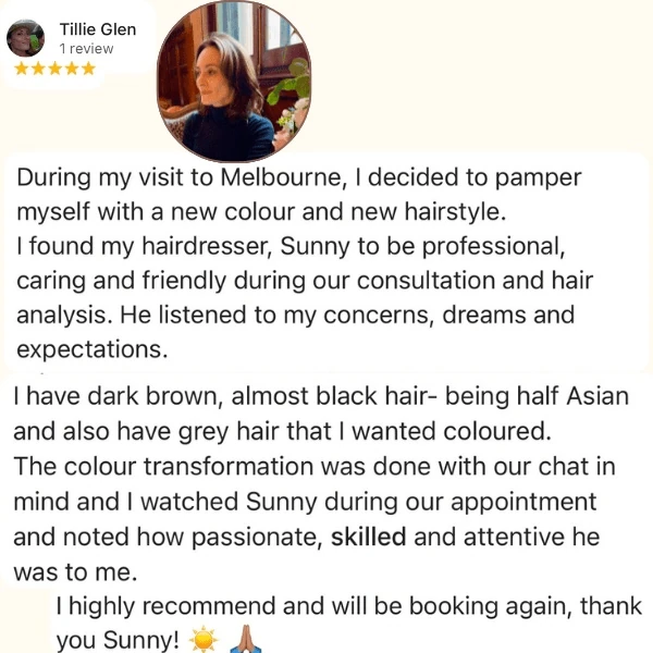 Tillie’s review sharing her confidence after visiting Sunny Sun Hairstylist