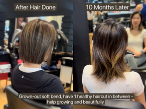 Natural grow-out of sombre balayage on medium-density Asian hair.