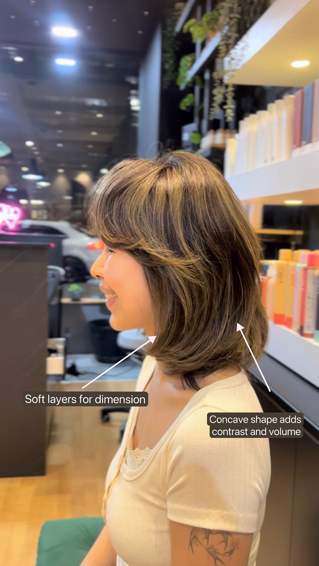 Concave shape adds contrast and volume
