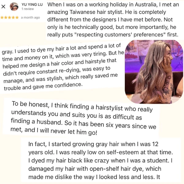 Alivia’s 5-star review about her grey blending experience with Sunny Sun