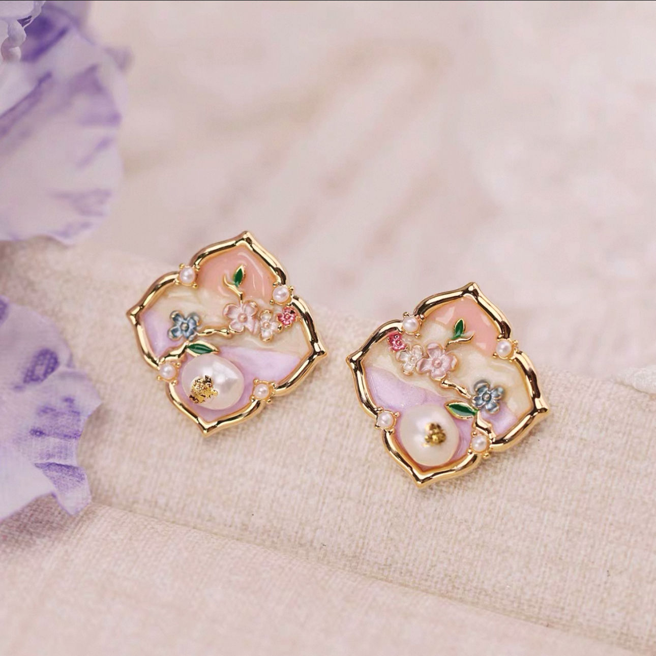 Floral Branch & Pearl S925 Sterling Silver Earrings