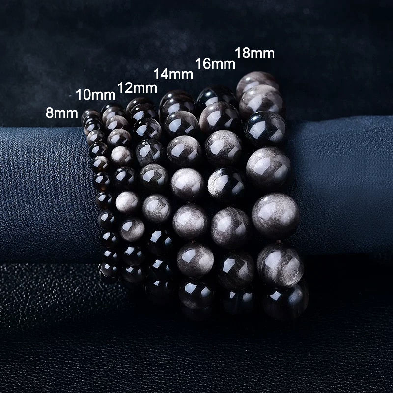 Thumbnail: Natural Protection Silver Obsidian Bracelet