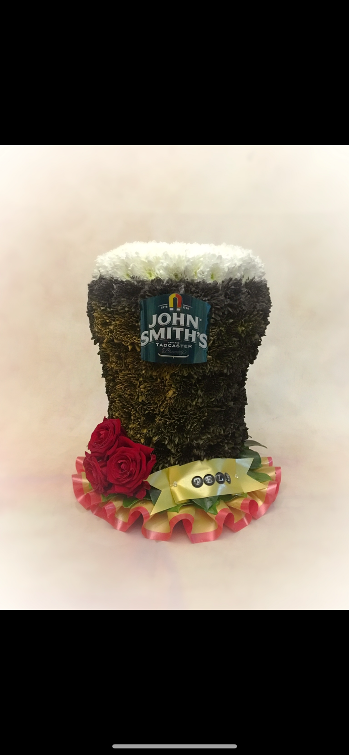 3D beer pint glass funeral tribute