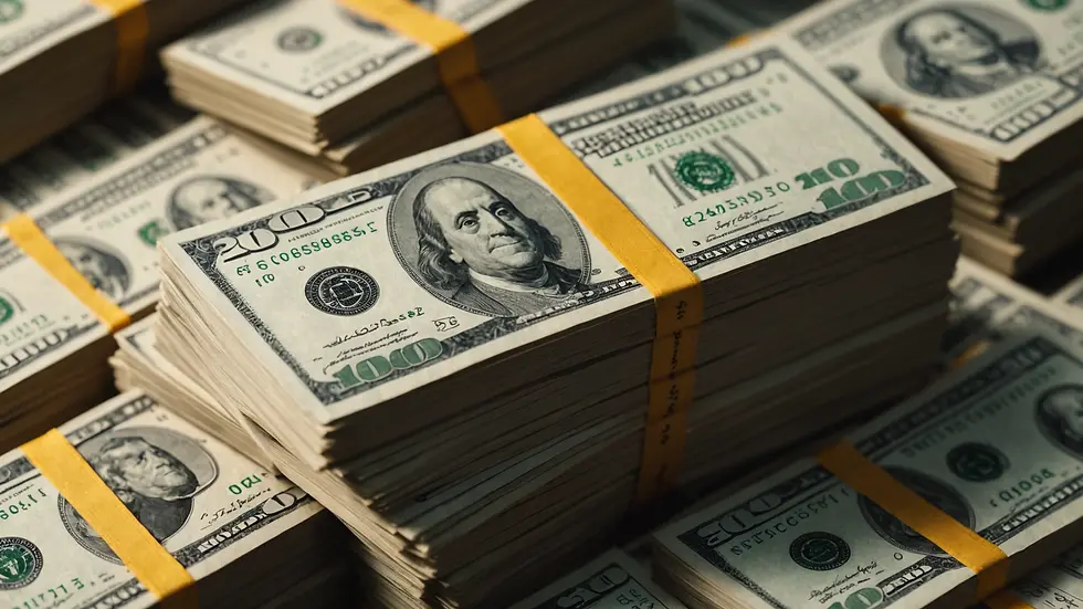 Close-up view of a stack of money