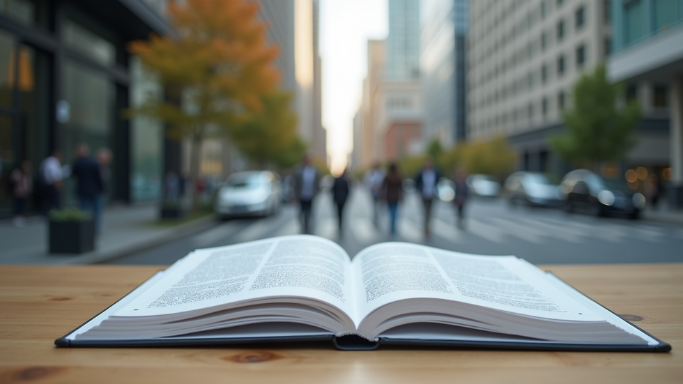 Eye-level view of a modern financial guidebook